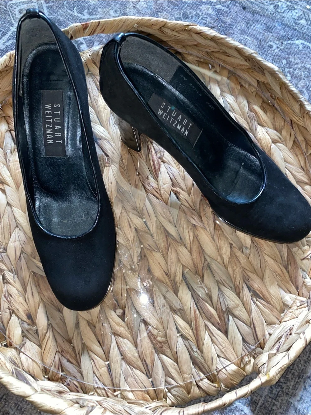 Stuart Weitzman • Black • Suede • Block Heel • Round Toe Pumps • Size 5.5 B